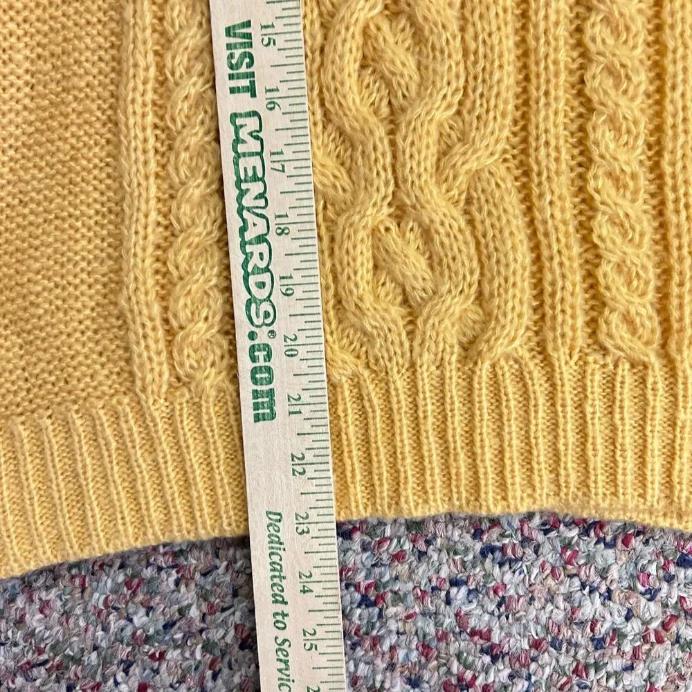 Wooden Ships Womens Yellow Mohair Blend Cable Chunky Knit Crewneck Sweater Sz XS